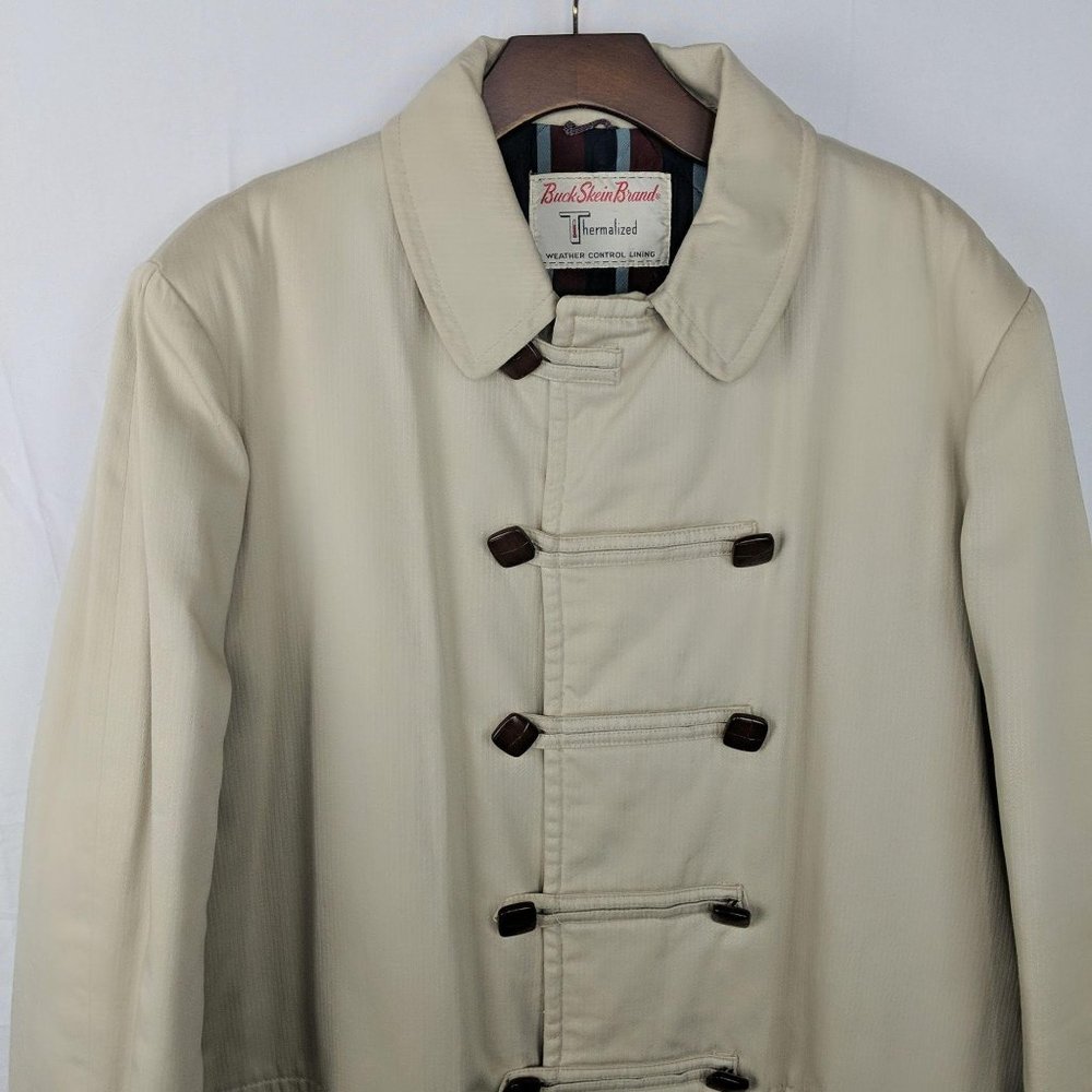 Vintage Buck Skein Faux Double Breast Pea Coat - Picture 2 of 10